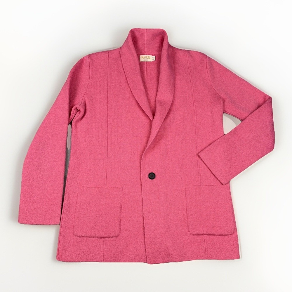 Nation LTD Lima Blazer Cardigan Womens S Pink Wool Blend Shawl Collar 9051JWS